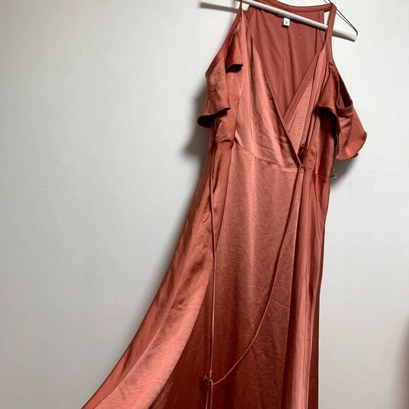 Women Nine West Flounce Maxi Dress size XL elegant soft sleek overlapping style - Picture 4 of 9